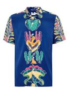 Topman Mens Blue Leaf Short Sleeve Shirt
