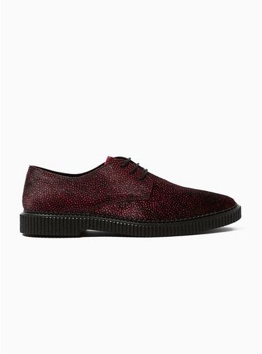 Topman Mens Red Burgundy Pony Hair Milo Print Shoes