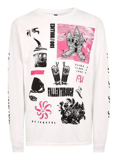 Topman Mens White 'fallen Sun' T-shirt