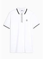 Topman Mens White And Black Embroidered Polo