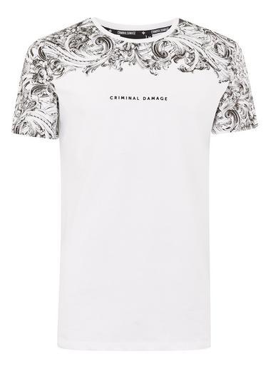 Topman Mens Criminal Damage's White 'fresco' Baroque Print T-shirt