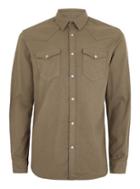Topman Mens Selected Homme's Brown Denim Long Sleeve Shirt
