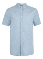 Topman Mens Blue Bleach Washed Denim Short Sleeve Casual Shirt
