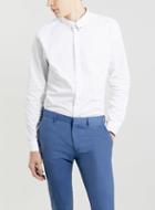 Topman Mens Premium White Pin Collar Long Sleeve Dress Shirt