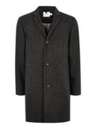 Topman Mens Grey Gray Textured Overcoat With Wool