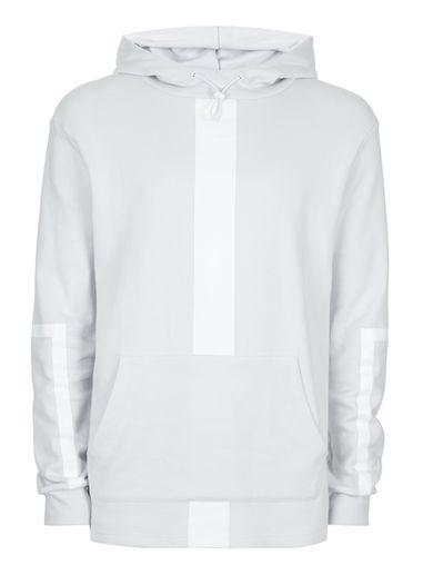 Topman Mens Grey Stripe Bonded Cotton Classic Fit Hoodie