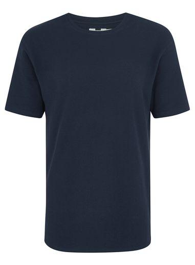 Topman Mens Navy Slim Waffle T-shirt