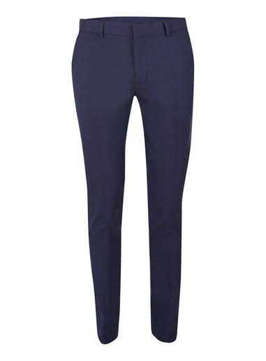 Topman Mens Blue Navy Textured Twill Ultra Skinny Fit Dress Pants
