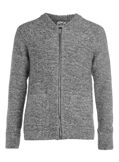Topman Mens Mid Grey Ltd Anchorage Mohair Knitted Bomber