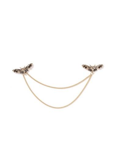 Topman Mens Black Gold Moth Collar Tips*