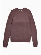Topman Mens Purple Yoke Crew Textured Sweater