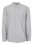 Topman Mens Grey And White Stripe Button Down Casual Shirt
