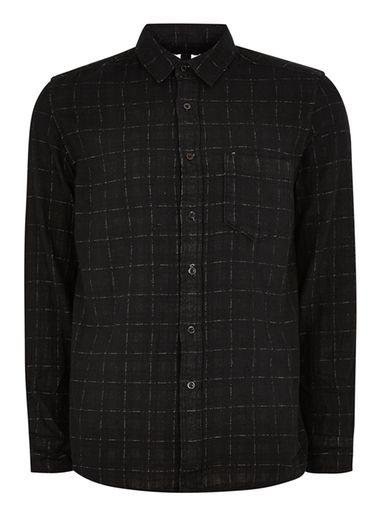 Topman Mens Black Reverse Check Shirt
