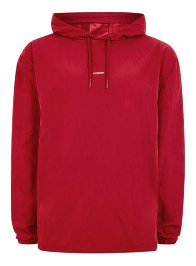 Topman Mens Vision Street Wear Red Nylon Hoodie