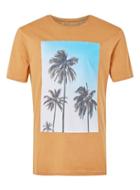Topman Mens Yellow Tan Palms Print T-shirt