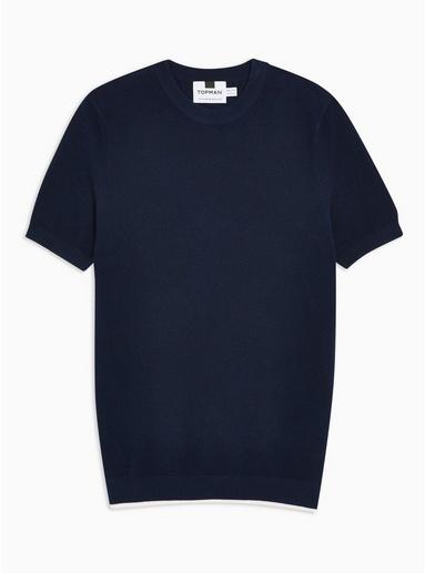 Topman Mens Navy Short Sleeve Pique Jumper