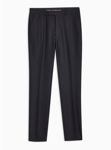 Topman Mens Navy Check Skinny Trousers