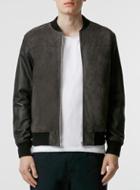 Topman Mens Mid Grey Selected Homme Gray Leather Jacket*