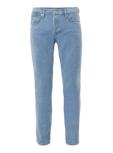 Topman Mens Bleach Wash Blue Stretch Skinny Jeans