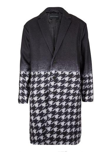 Topman Mens Blue Rogues Of London Black And Jumbo Dogstooth Overcoat