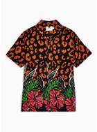 Topman Mens Multi Leopard Floral Revere Shirt