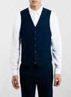 Topman Mens Blue Navy Textured Ultra Skinny Fit Vest