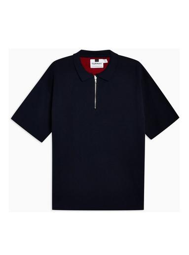 Topman Mens Navy Short Sleeve Polo Jumper