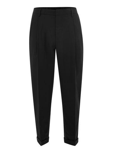Topman Mens Black Lightweight Pleated Cropped Trousers