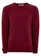 Topman Mens Red And Black Twist Side Ribbed Sweater