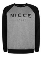 Topman Mens Nicce Grey Salt And Pepper And Black Raglan Sweatshirt