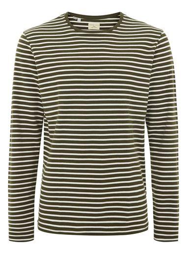 Topman Mens Selected Homme Green Stripe T-shirt