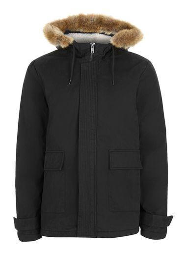 Topman Mens Black Short Parka