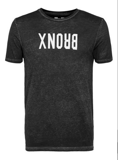 Topman Mens Black And Grey Muscle Fit Bronx Print T-shirt
