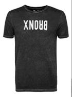 Topman Mens Black And Grey Muscle Fit Bronx Print T-shirt