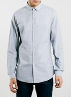 Topman Mens Grey Textured Long Sleeve Slim Dress Shirt