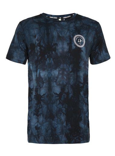 Topman Mens Black Criminal Damage Navy Tie Dye T-shirt*