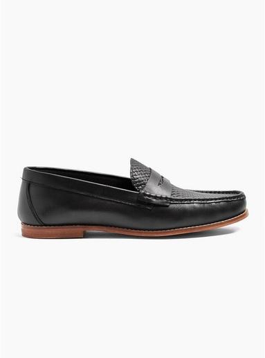 Topman Mens Black Boston Penny Loafers