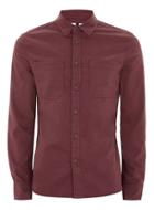 Topman Mens Red Burgundy Muscle Fit Twill Shirt