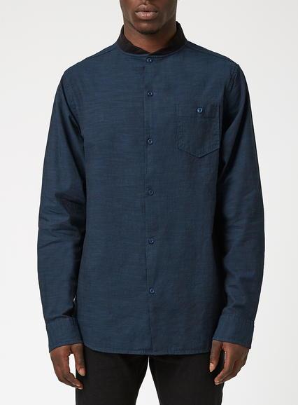 Topman Mens Blue N1sq Black And Navy Baseball Shirt*