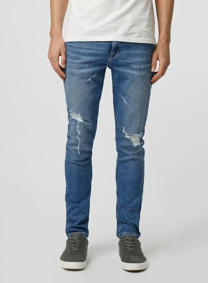 Topman Mens Blue Light Repair Stretch Skinny Jeans