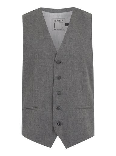 Topman Mens Grey Gray Smart Waistcoat