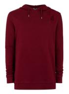 Topman Mens Red Burgundy Distressed Classic Fit Hoodie