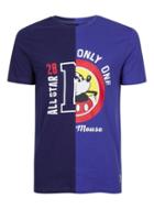 Topman Mens Blue Navy Mickey Mouse Spliced T-shirt