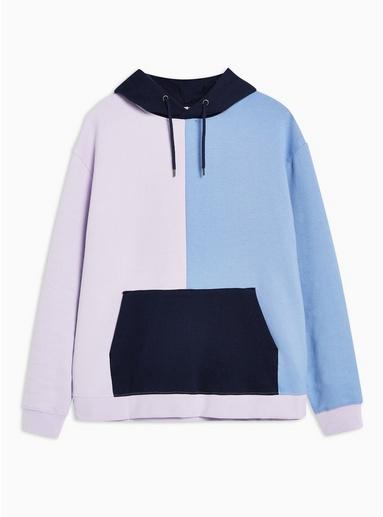 Topman Mens Multi Purple Panelled Hoodie