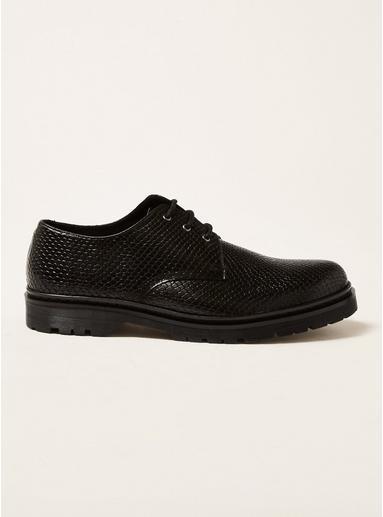 Topman Mens Black Leather Snake Effect Shoes