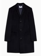 Topman Mens Navy Single Breasted Overcoat With Wool