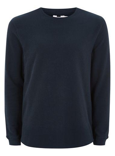 Topman Mens Navy Long Sleeve Waffle T-shirt