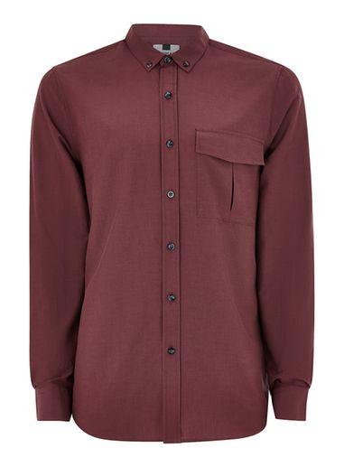 Topman Mens Red Burgundy Utility Shirt