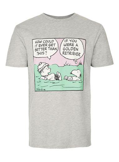 Topman Mens Grey Snoopy Peanuts T-shirt