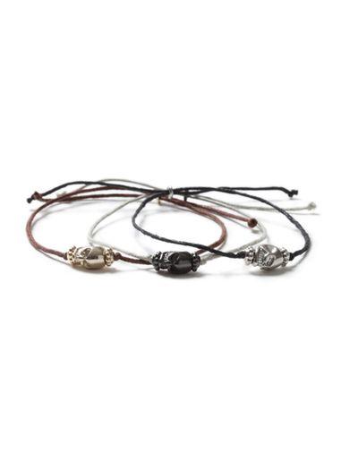 Topman Mens Multi Mixed Metal Skull Bracelets 3 Pack*